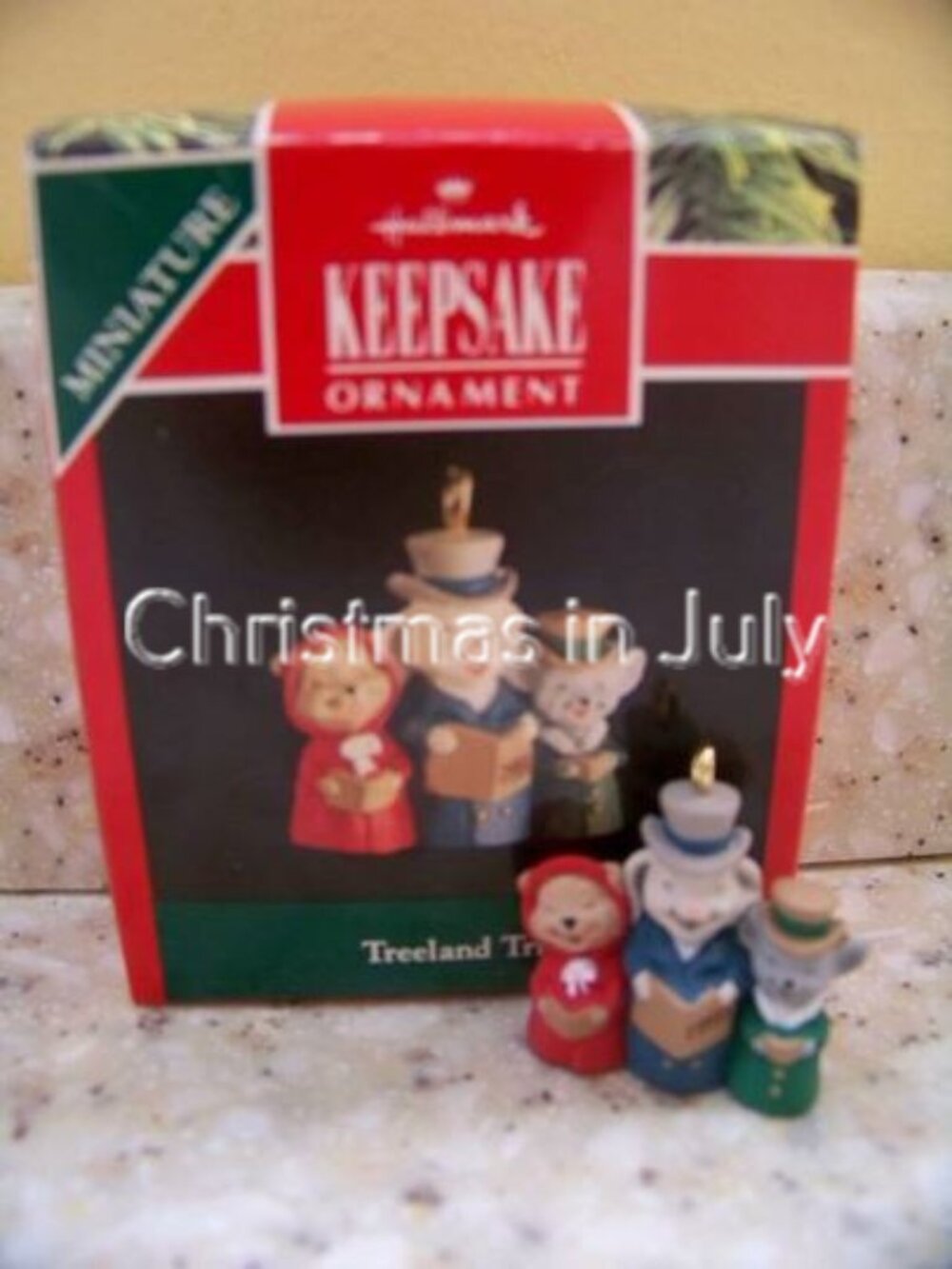 Hallmark 1991 Treeland Trio Choir mouse bunny mini Christmas Ornament